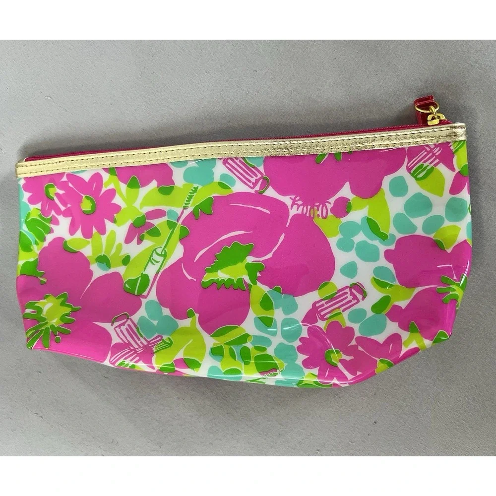 Lilly Pulitzer for Estee Lauder Makeup Accessory Bag Pink Green Blue Zipper Pouc